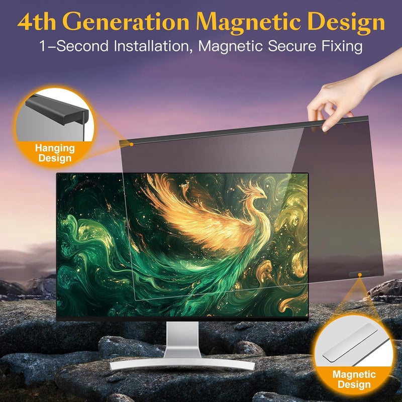 JEEETINTX Magnetic 32 inch Computer Privacy Screen Filter for 16:9 Widescreen Monitor Desktop PC, 32in Hanging Removable Anti Glare Blue Light Eye Protection Shield, Anti Spy Screen Protector Panel - Image 5